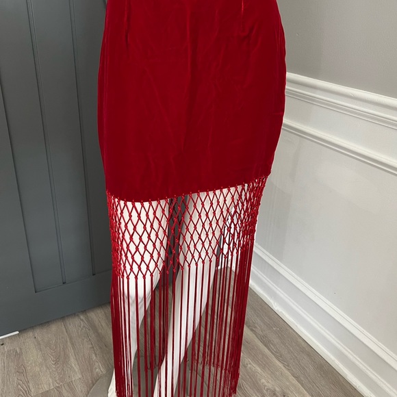 Vintage Red Velvet Skirt - Picture 4 of 11